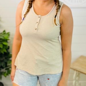 White Birch Knit Button up Tank Top Small